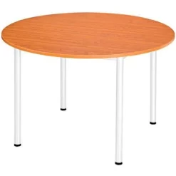 Round Office/Reception Table - Beech Melamine Surface - Metal Legs -Avery Store AIG2110274