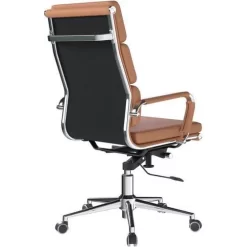 Ergonomic Office Armchair - Chrome & Bonded Leather - Eliza Tinsley