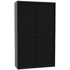 Tambour Door Cupboard - Without Top Working Surface - Black