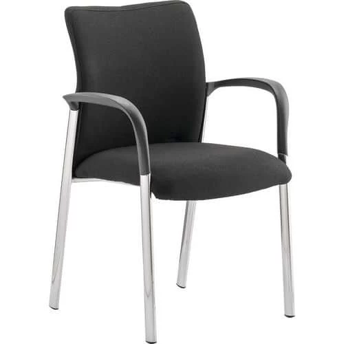 Black Reception/Visitor Chair - Stackable - Fabric & Chrome - Dynamic 1 Black Reception/Visitor Chair - Stackable - Fabric & Chrome - Dynamic