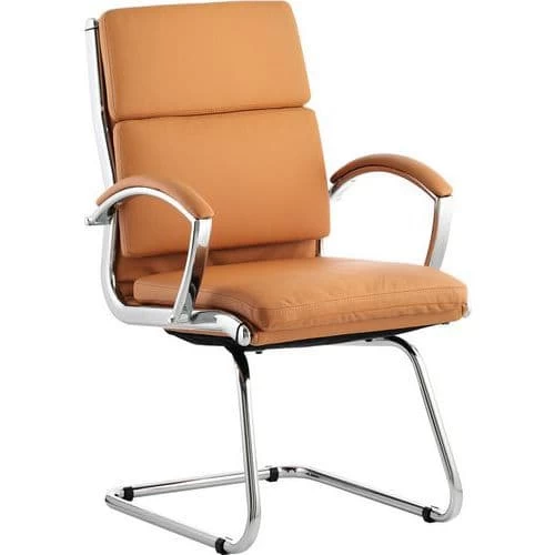 Office Cantilever Chair - Soft Bonded Leather - Chrome Frame & Arms 2 Office Cantilever Chair - Soft Bonded Leather - Chrome Frame & Arms - Image 2