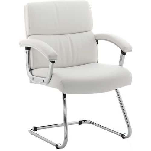 Deep Office Cantilever Chair - Bonded Leather - Chrome Frame & Arms 2 Deep Office Cantilever Chair - Bonded Leather - Chrome Frame & Arms - Image 2