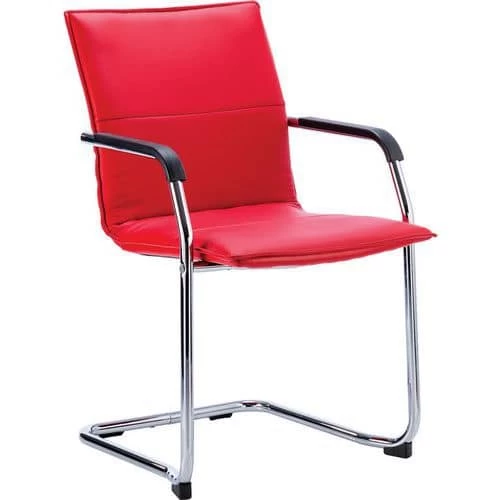 Stackable Cantilever Chair - Office/Meeting Room - Faux Leather & Arms 2 Stackable Cantilever Chair - Office/Meeting Room - Faux Leather & Arms - Image 2