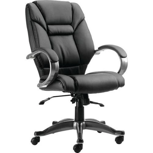Black Executive Chair - Ergonomic Padded Arms - High Back - Leather 1 Black Executive Chair - Ergonomic Padded Arms - High Back - Leather