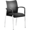 Black/Chrome Reception Chair - Stackable - Plastic Back & Fabric Seat
