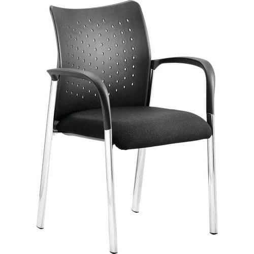 Black/Chrome Reception Chair - Stackable - Plastic Back & Fabric Seat 1 Black/Chrome Reception Chair - Stackable - Plastic Back & Fabric Seat