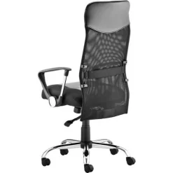 Executive Mesh Chair - Black Faux Leather Seat With Arms - High Back 7 Executive Mesh Chair - Black Faux Leather Seat With Arms - High Back -Avery Store AIG27321102