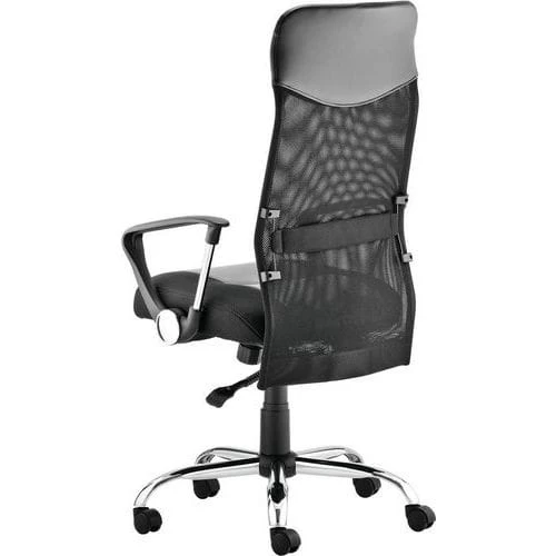 Executive Mesh Chair - Black Faux Leather Seat With Arms - High Back 3 Executive Mesh Chair - Black Faux Leather Seat With Arms - High Back - Image 3