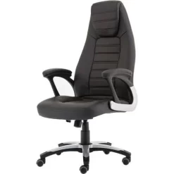 Deep Executive Chair - Ergonomic Black Faux Leather - High Back -Avery Store AIG27321103