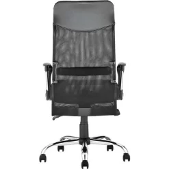 Executive Mesh Chair - Black Faux Leather Seat With Arms - High Back 8 Executive Mesh Chair - Black Faux Leather Seat With Arms - High Back -Avery Store AIG27321104