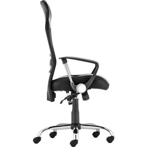 Executive Mesh Chair - Black Faux Leather Seat With Arms - High Back 5 Executive Mesh Chair - Black Faux Leather Seat With Arms - High Back - Image 5