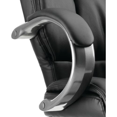 Black Executive Chair - Ergonomic Padded Arms - High Back - Leather 4 Black Executive Chair - Ergonomic Padded Arms - High Back - Leather - Image 4