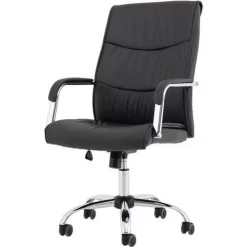 Black Office Chair - High Back - Luxury Faux Leather - Ergonomic Arms -Avery Store AIG27321127