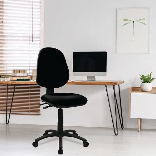 Black Operator Chair - Medium Back - Fabric Seat & Back - Twin Lever 3 Black Operator Chair - Medium Back - Fabric Seat & Back - Twin Lever - Image 3