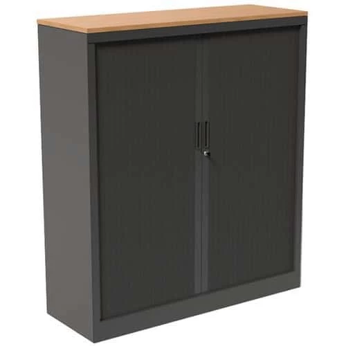 Tambour Cabinet - With Top Shelf - Anthracite 1 Tambour Cabinet - With Top Shelf - Anthracite