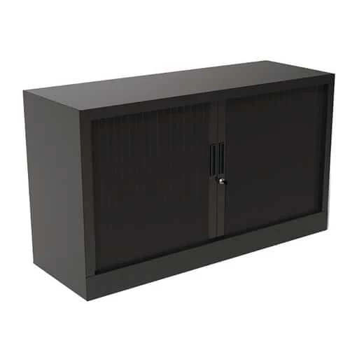 Tambour Door Cupboard - Without Top Working Surface - Black 2 Tambour Door Cupboard - Without Top Working Surface - Black - Image 2