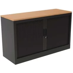 Tambour Door Cupboard - With Top Working Surface - Black 5 Tambour Door Cupboard - With Top Working Surface - Black -Avery Store AIG3124466