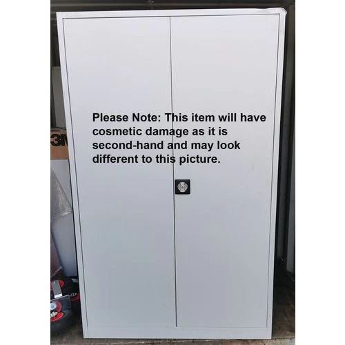 Used 4 Shelf Metal Office Cupboard - Light Grey - 1950x1200x420 3 Used 4 Shelf Metal Office Cupboard - Light Grey - 1950x1200x420 - Image 3
