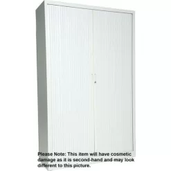 Used Manutan Grey Tambour Cupboard HxWxD 1950x1200x450mm