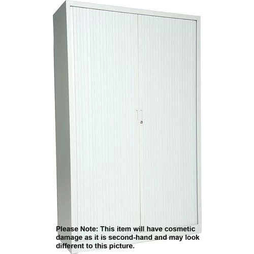 Used Manutan Grey Tambour Cupboard HxWxD 1950x1200x450mm 1 Used Manutan Grey Tambour Cupboard HxWxD 1950x1200x450mm