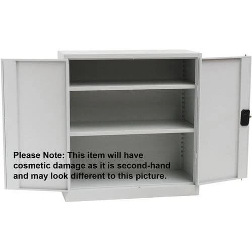 Used Grey Storage Cupboard 2 Shelves HxWxD 1060x1000x450mm 2 Used Grey Storage Cupboard 2 Shelves HxWxD 1060x1000x450mm - Image 2