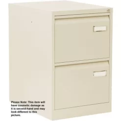 Used Metal Suspension Filing Cabinet - 2 Drawer - Beige - Manutan