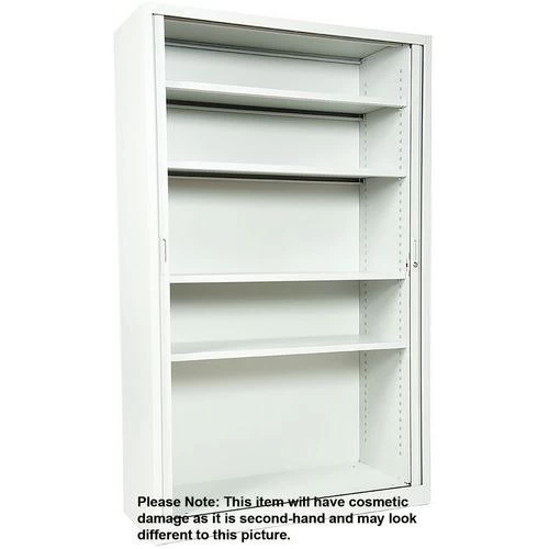 Used Manutan Grey Tambour Cupboard HxWxD 1950x1200x450mm 2 Used Manutan Grey Tambour Cupboard HxWxD 1950x1200x450mm - Image 2