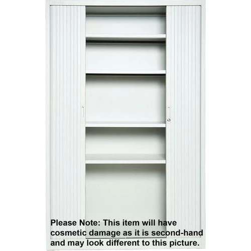 Used Manutan Grey Tambour Cupboard HxWxD 1950x1200x450mm 3 Used Manutan Grey Tambour Cupboard HxWxD 1950x1200x450mm - Image 3