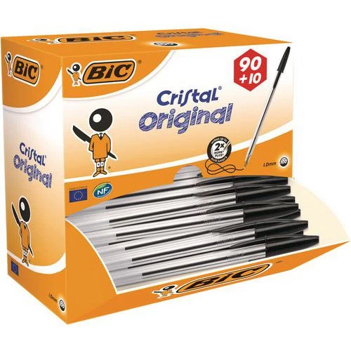 Cristal Original Ballpoint Pen With Cap - Box Of 90 + 10 Free - Bic® 1 Cristal Original Ballpoint Pen With Cap - Box Of 90 + 10 Free - Bic®