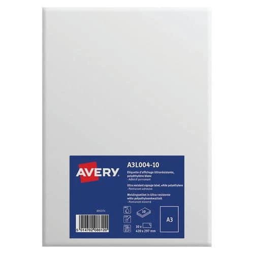 Avery A3 Display Label, Highly Resistant - Inkjet, Laser Printing And Copier 1 Avery A3 Display Label, Highly Resistant - Inkjet, Laser Printing And Copier