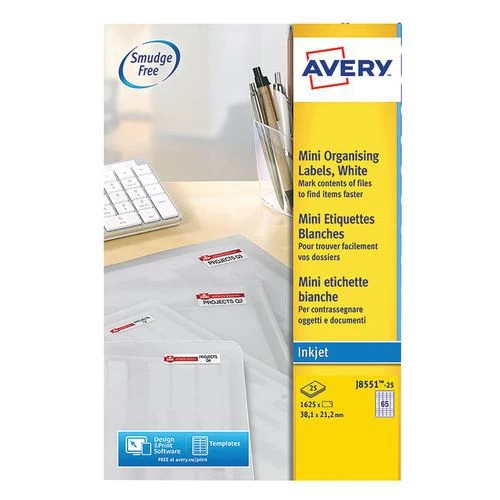 Avery Mini Transparent Label 38.1x21.2 mm - Inkjet Printing 1 Avery Mini Transparent Label 38.1x21.2 mm - Inkjet Printing