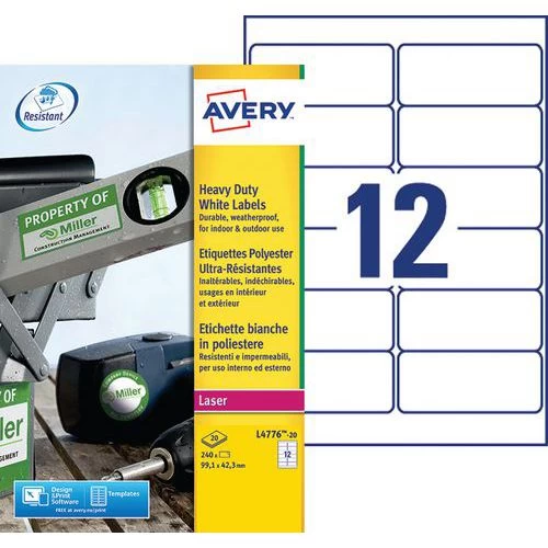 Avery Self-adhesive Ultra-resistant White Label - Laser Printing 4 Avery Self-adhesive Ultra-resistant White Label - Laser Printing - Image 4