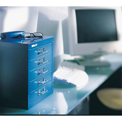 Bisley 5-drawer Textured Blue Cabinet 6 Bisley 5-drawer Textured Blue Cabinet - Image 6