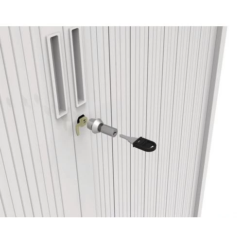 Tambour Door Cupboard - With Top - Grey Aluminium 1 Tambour Door Cupboard - With Top - Grey Aluminium