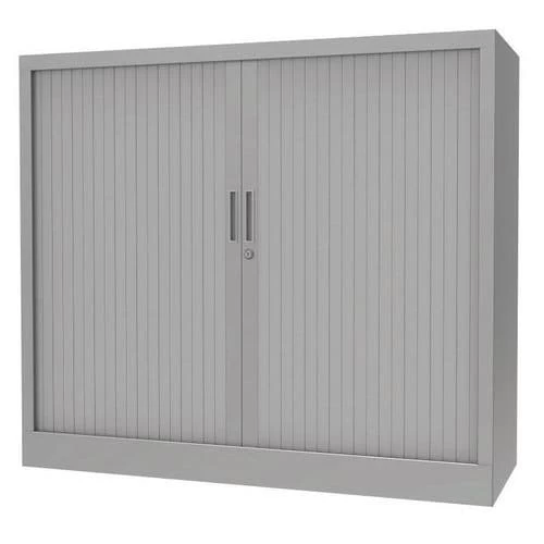 Tambour Door Cupboard - With Top - Grey Aluminium 2 Tambour Door Cupboard - With Top - Grey Aluminium - Image 2