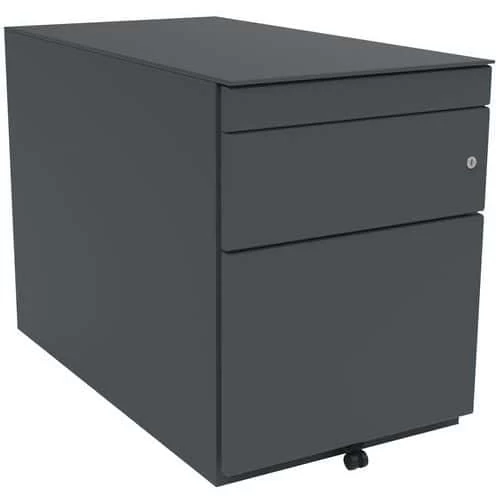 High Mobile Metal Filing Cabinet - 2 Drawers - Bisley 2 High Mobile Metal Filing Cabinet - 2 Drawers - Bisley - Image 2