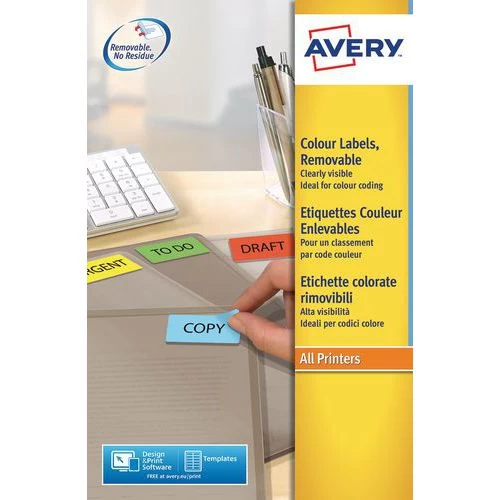 Avery Repositionable Colour Label - Laser / Inkjet, Copier 3 Avery Repositionable Colour Label - Laser / Inkjet, Copier - Image 3