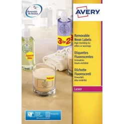 Avery Repositionable Fluorescent Labels - Laser Printing