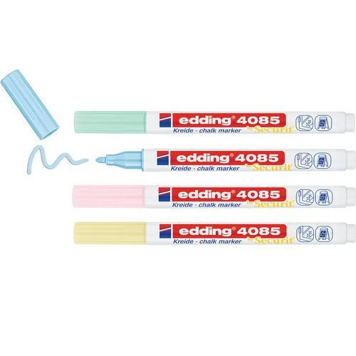Securit 4085 Liquid Chalk Marker With Fine Tip - Pack Of 4 Assorted Pastel Colours - EDDING 2 Securit 4085 Liquid Chalk Marker With Fine Tip - Pack Of 4 Assorted Pastel Colours - EDDING - Image 2