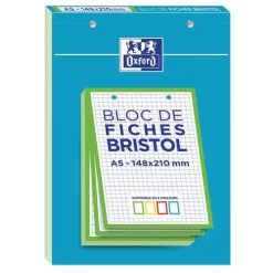 A5 Pad Of Hole-punched Flashcards, 5x5 squares, 210 g, Assorted - Oxford -Avery Store AIG8092110
