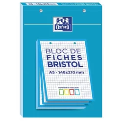 A5 Pad Of Hole-punched Flashcards, 5x5 squares, 210 g, Assorted - Oxford -Avery Store AIG8092145