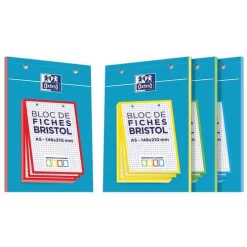 A5 Pad Of Hole-punched Flashcards, 5x5 squares, 210 g, Assorted - Oxford -Avery Store AIG8092837