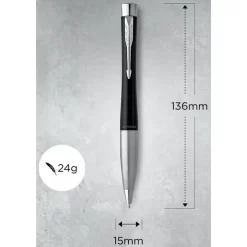Parker® Premium Urban Twist Black Ballpoint Pen, Blue Ink - Parker 19 Parker® Premium Urban Twist Black Ballpoint Pen, Blue Ink - Parker -Avery Store AIG9235549